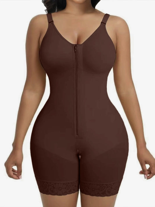 Breathable Leg Fabric Patchwork Bust Shaping Bodysuit