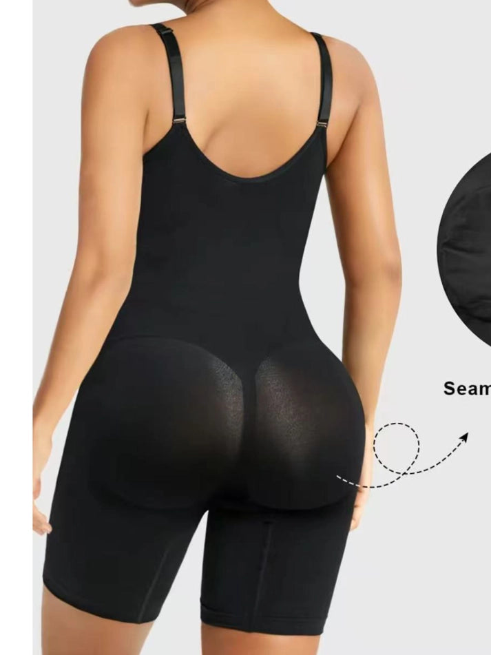 Women's High Elastic Zipper Adjustable Straps Breathable Mesh Design Tummy Control Body Shaper